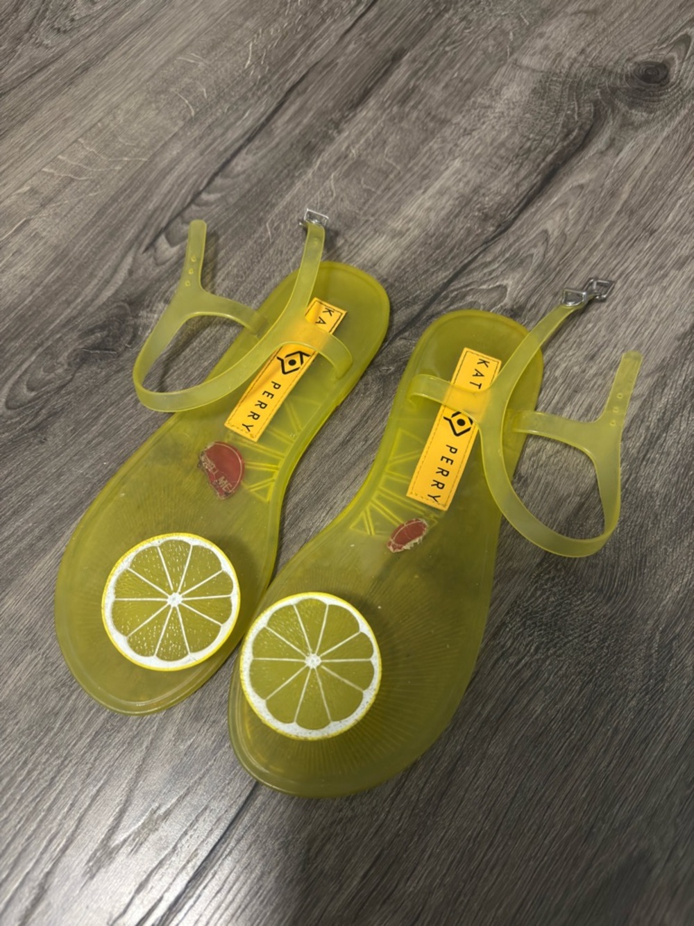 Katy Perry Collections Yellow Jelly Lemon Appliqué Ankle-Strap Sandals